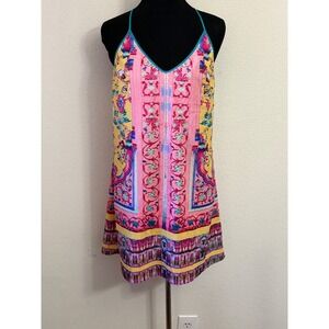 Clover Canyon Pink Floral Architectural Print Mini Dress Sleeveless Womens S